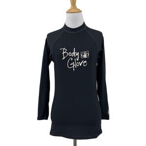 Body Glove Rash Guard Womens M Medium Black Fitted Long Sleeve Surfing Beach Top